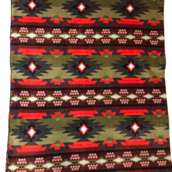 Zoofleece Green Red Southwestern Native American Indian Aztec Blanket 50 x 60” - Picture 2 of 3